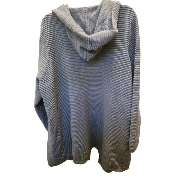 Evolution by Cyrus Size 3X Blue Sixbey Ribbed Hooded Cardigan EUC - Picture 5 of 10
